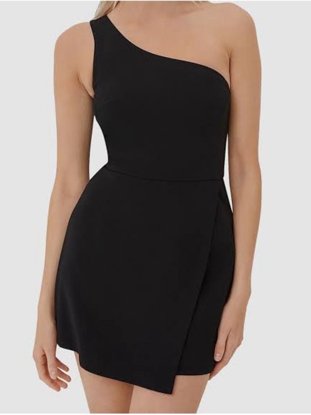 French Connection Whisper Black One Shoulder Envelope Dress Size 12